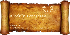 Kuhár Henrietta névjegykártya